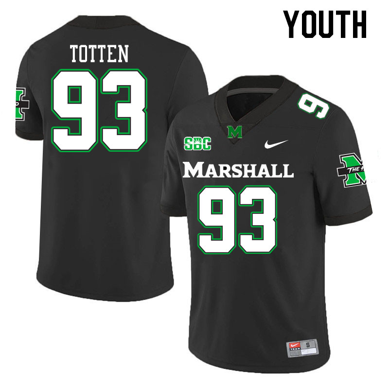 Youth #93 Nathan Totten Marshall Thundering Herd SBC Conference College Football Jerseys Stitched-Bl